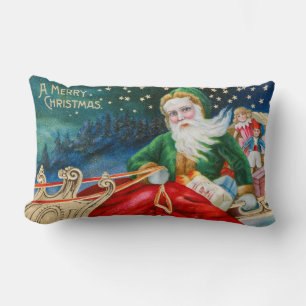 Coussin Rectangle Carte de Noël vintage rétro du Père Noël