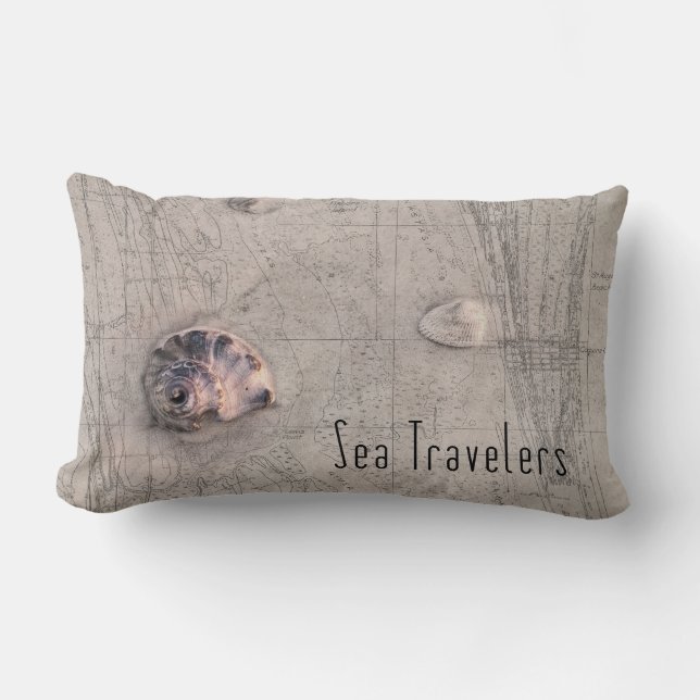 Coussin Rectangle Carte de plage Sea Traveler Collage (Recto)
