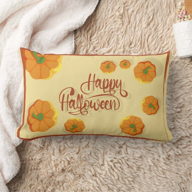 Coussin Rectangle Carte de voeux encadrée Happy Halloween typographi (Couverture)