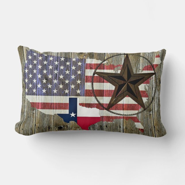 Coussin Rectangle Carte du drapeau de l'État de Texas Lone Star (Recto)