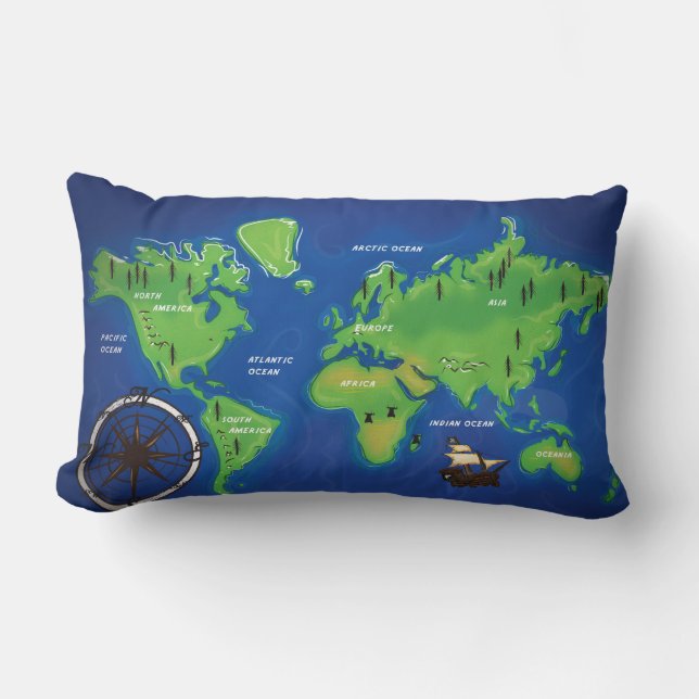 Coussin Rectangle Carte du monde (Recto)