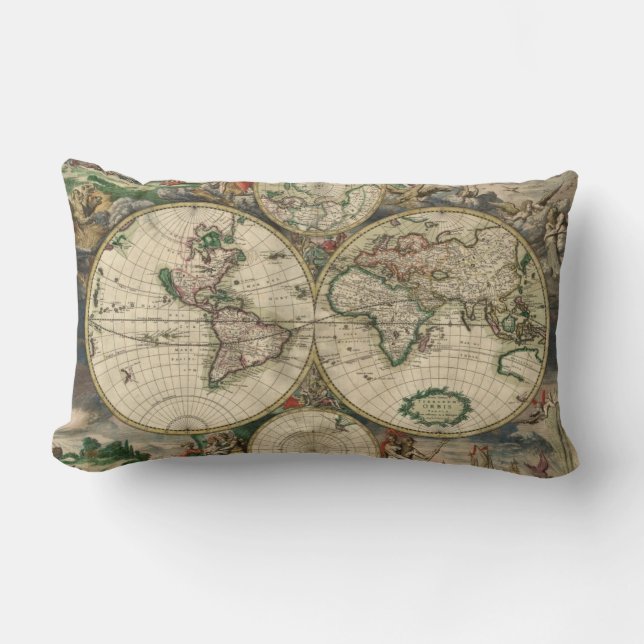 Coussin Rectangle Carte du monde à partir de 1689 (Recto)