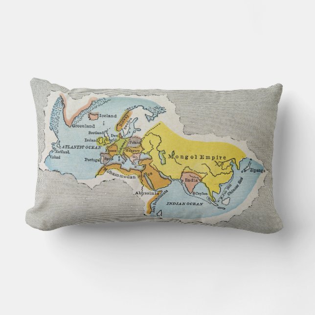 Coussin Rectangle CARTE du MONDE, c1300. (Recto)