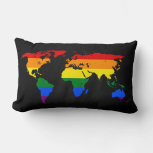 Coussin Rectangle Carte du monde de la fierté arc-en-ciel LGBT Couss