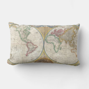 Coussin Rectangle Carte du monde de navigation vintage