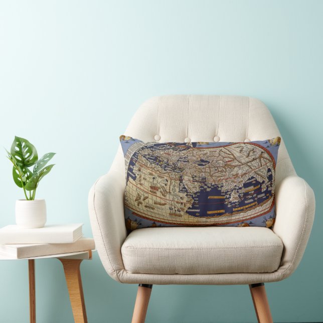 Coussin Rectangle Carte du monde ptolémaïque antique, Johannes d'Arn (Chaise)