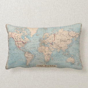 Coussin Rectangle Carte du monde sur la projection de Mercator