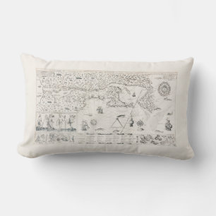 Coussin Rectangle Carte Française Canada (Québec) par Champlain 1612