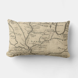 Coussin Rectangle Carte historique de l'Illinois de 1718