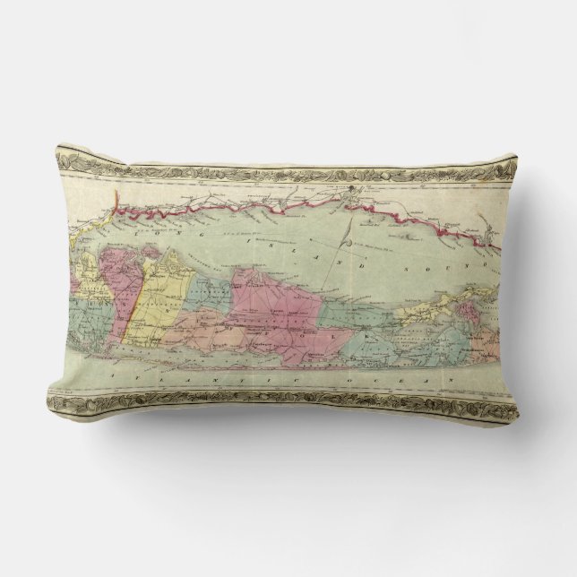 Coussin Rectangle Carte historique des voyageurs 1855-1857 du Long (Recto)