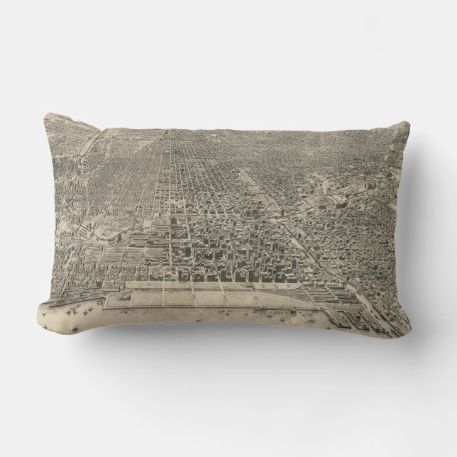 Coussin Rectangle Carte imagée vintage de Chicago (1916) (Recto)