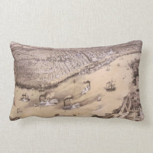 Coussin Rectangle Carte imagée vintage de la Nouvelle-Orléans (185