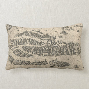 Coussin Rectangle Carte imagée vintage de Venise Italie (1573)