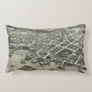 Coussin Rectangle Carte imagée vintage d'Edgartown mA (1886)