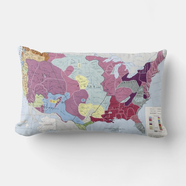 COUSSIN RECTANGLE CARTE : INDIENS D'AMERIQUE (Recto)