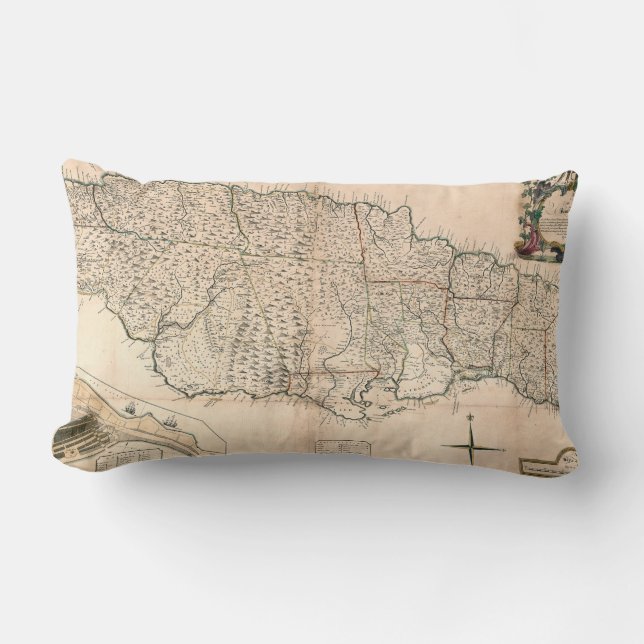Coussin Rectangle CARTE : La JAMAÏQUE, 1755 2 (Recto)