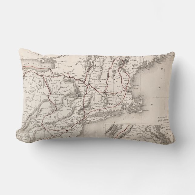 Coussin Rectangle Carte : Les Etats-Unis du nord-est (Recto)