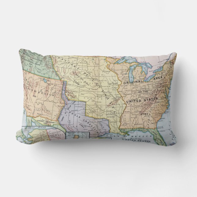 Coussin Rectangle Carte : Les USA Expansion, 1905 (Recto)