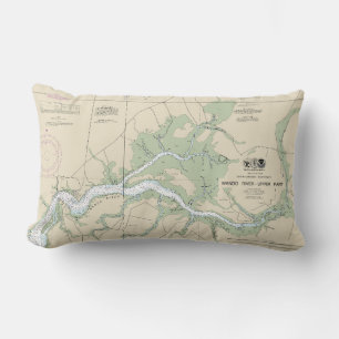 Coussin Rectangle Carte nautique de la partie supérieure de la riviè