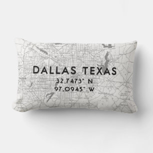 Coussin Rectangle Carte personnalisée Dallas Texas Black White & Gre