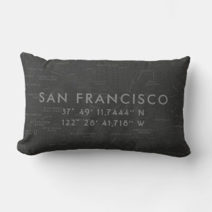 Coussin Rectangle Carte personnalisée San Francisco   Gris charbon