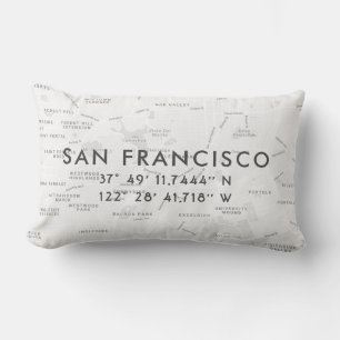 Coussin Rectangle Carte personnalisée San Francisco   gris clair