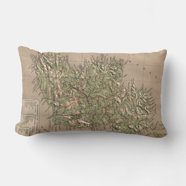 Coussin Rectangle Carte physique vintage de l'Irlande (1880) (Recto)