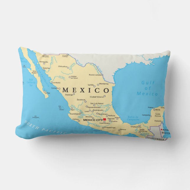 Coussin Rectangle Carte politique du Mexique (Recto)