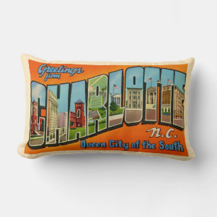 Coussin Rectangle Carte postale RetroCharlotte NC