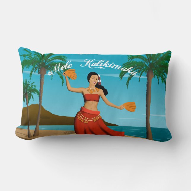 Coussin Rectangle Carte postale Vintage hawaïen Mele Kalikimaka (Recto)