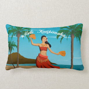 Coussin Rectangle Carte postale Vintage hawaïen Mele Kalikimaka