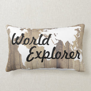 Coussin Rectangle Carte rustique du monde d'explorateur du monde