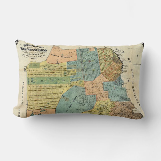 Coussin Rectangle Carte vintage de San Francisco (1890) (Recto)