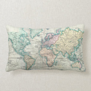 Coussin Rectangle Carte vintage du monde (1801)