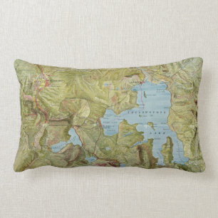 Coussin Rectangle Carte vintage du parc national de Yellowstone
