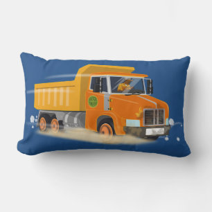 Coussin Rectangle Cartographie de camion à vidange jaune pour enfant