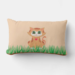 Coussin Rectangle Cartoon de chat Cute Kitty et Plante