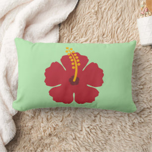 Coussin Rectangle Cartoon rouge Hibiscus simple