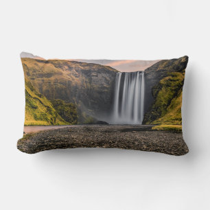 Coussin Rectangle Cascade de Skogafoss au lever du soleil du matin