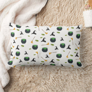 Coussin Rectangle Casquette de sorcière Broom Caldron Motif Hallowee