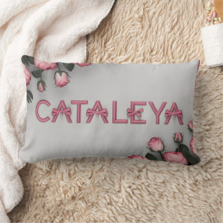 Coussin Rectangle CATALEYA Rose brodé Jeu d'oreiller et couverture