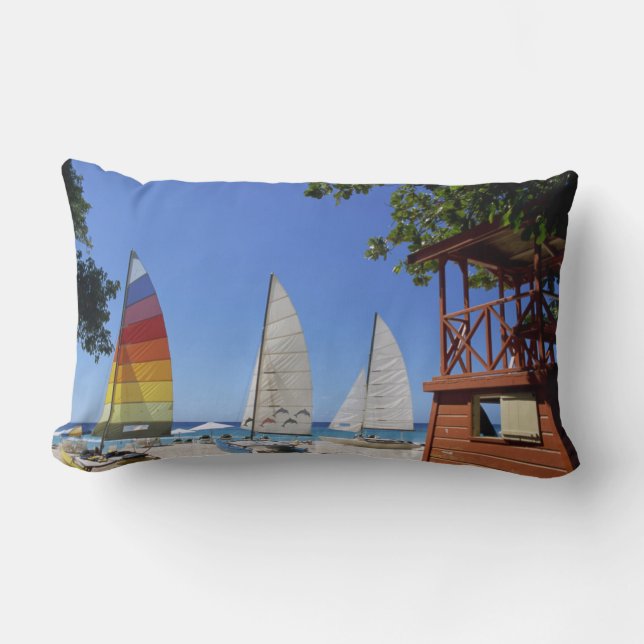 Coussin Rectangle Catamarans et support de maître nageur sur la (Recto)