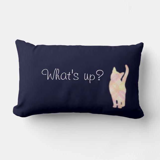 Coussin Rectangle Cat's グラデーション "What's up?" Blue クッション　Throw Pillow (Recto)