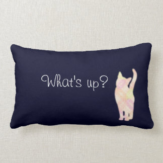 Coussin Rectangle Cat's グラデーション "What's up?" Blue クッション　Throw Pillow