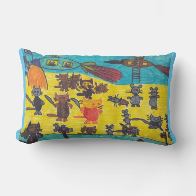 Coussin Rectangle Cats' War Against Mice Pillow (Recto)