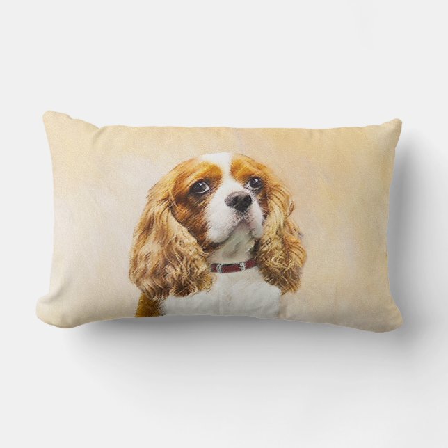 Coussin Rectangle Cavalier Le Roi Charles Spaniel Peinture originale (Recto)