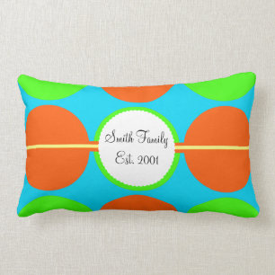 Coussin Rectangle Cercle de Teal de jaune orange de vert de chaux