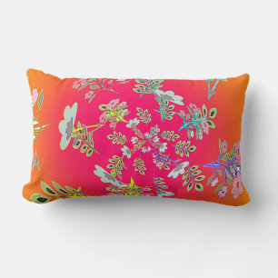 Coussin Rectangle Cercle jaune rose de bouquets floraux