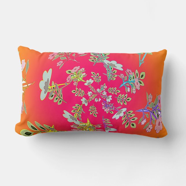 Coussin Rectangle Cercle jaune rose de bouquets floraux (Recto)