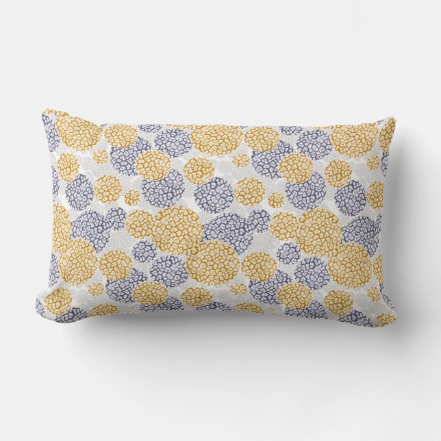 Coussin Rectangle Cercles avec impression peau de léopard jaune et b (Recto)